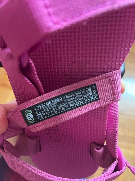 TEVAs Pink Platform Strappy Sandals with Orange Accent - Picture 6 of 6